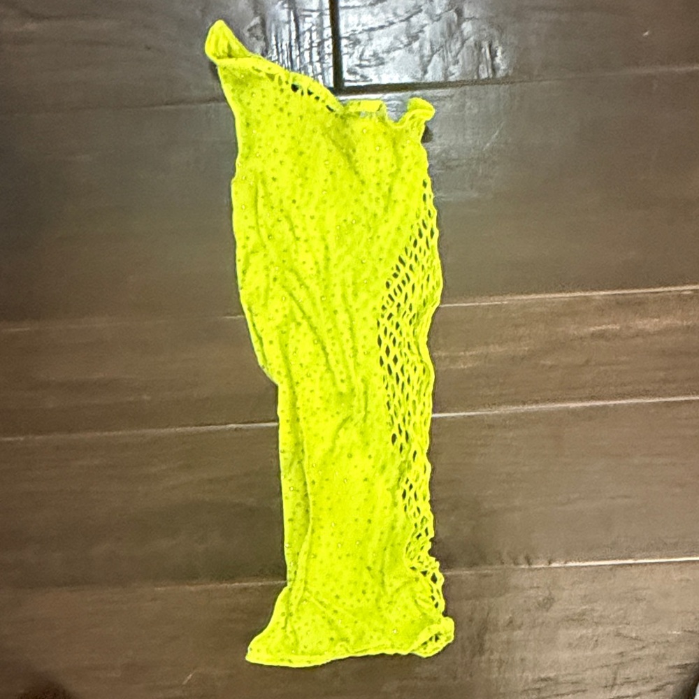 Yandy One Shoulder Dress w rhinestone beads neon yellow - Picture 4 of 5
